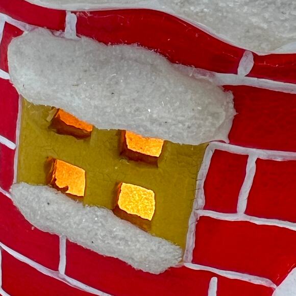 Vintage 80s Hand Painted Ceramic Light Santa House Lamp Christmas Light Kitsch - Picture 7 of 8